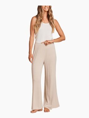 Barefoot Dreams Wide-Leg Palazzo Pant — Stone